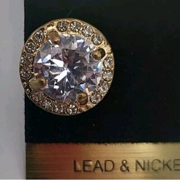 Large Round Cubic Zirconia Lead And Nickel Free Earrings Gold Gems Free Shipping - Picture 5 of 5